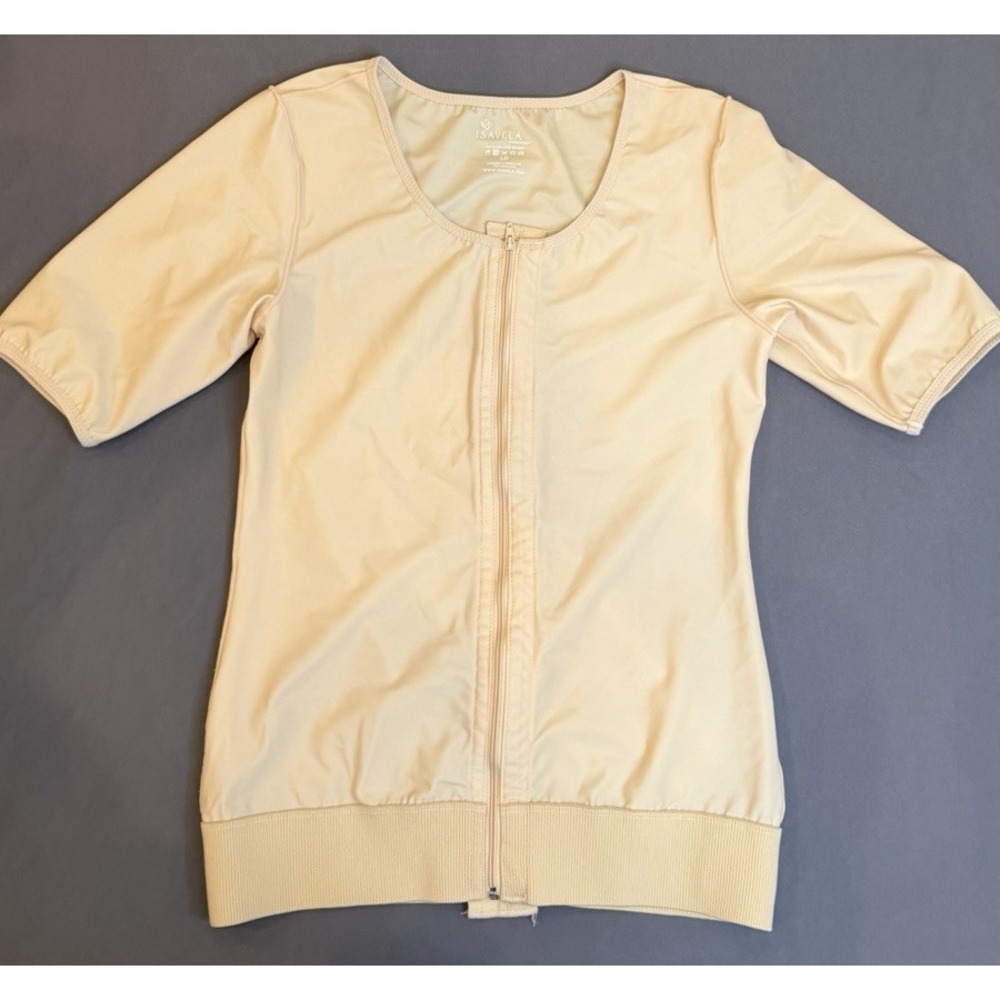 Isavela Comprexxwear Vest Adult Size Large Tan Short Sleeve Compression Zip Up